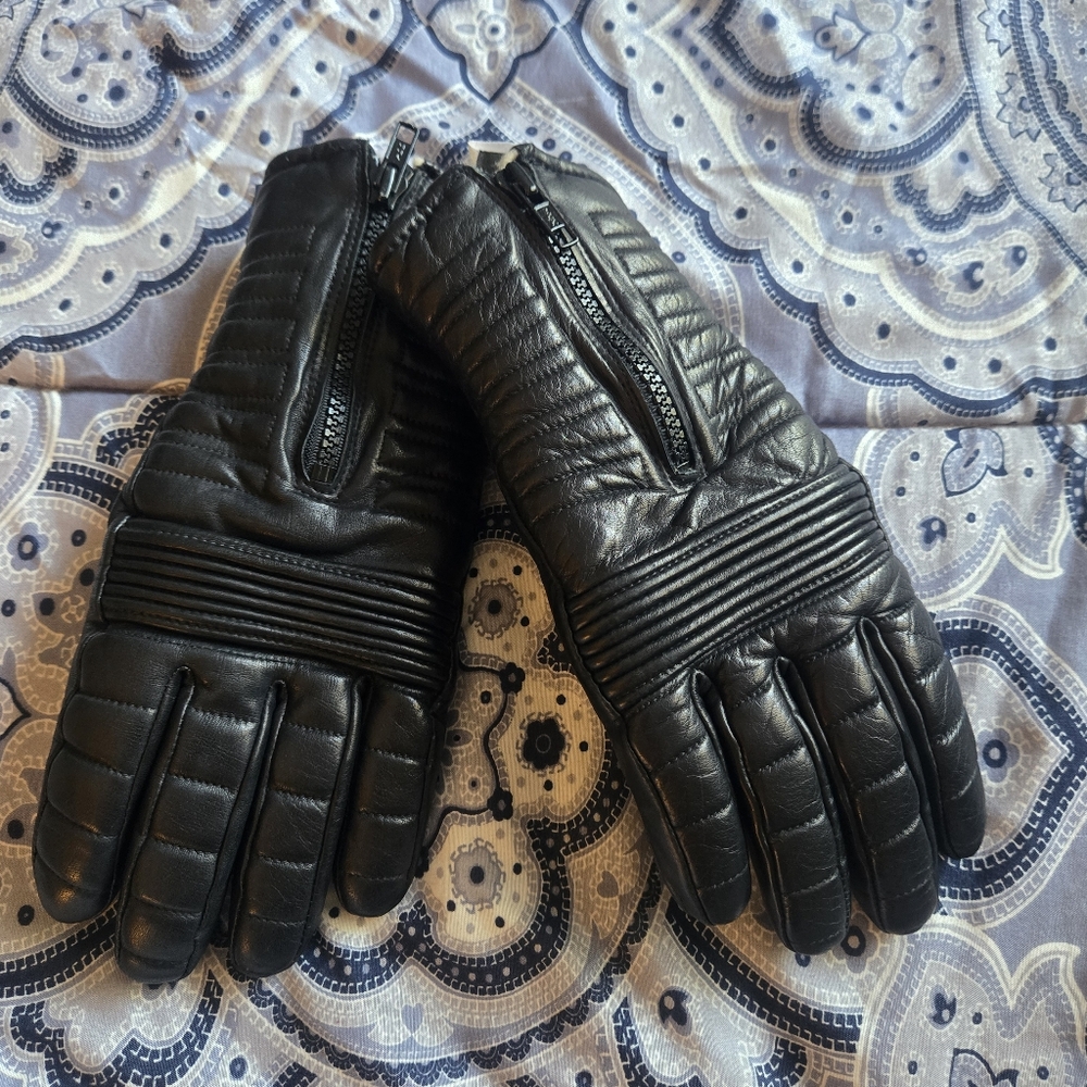 Olympia Vintage Men's Black Leather Gloves Size S